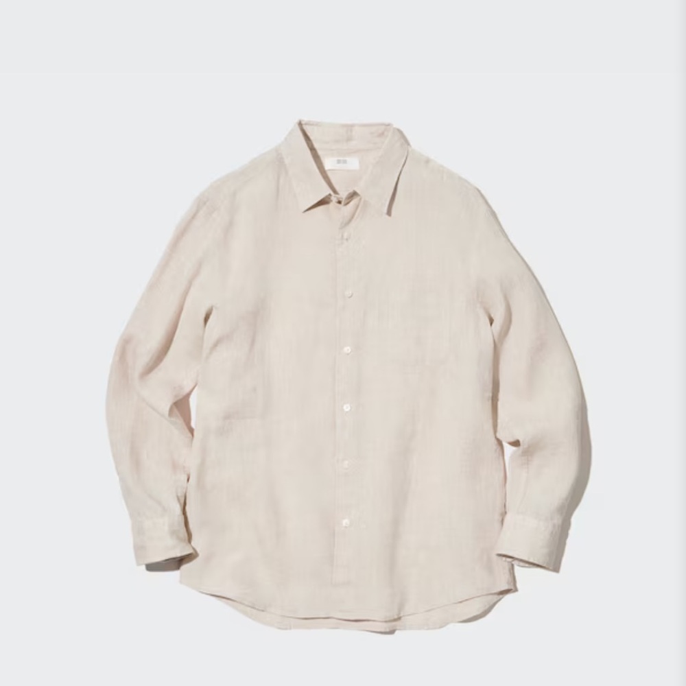Uniqlo Premium Linen Shirt (Long Sleeve) light beige men’s size XL